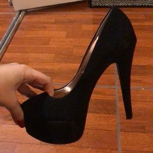 Suede black heels worn only twice